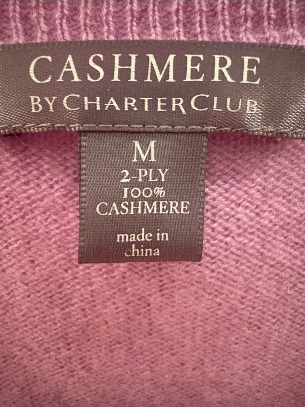 Charter Club Pink V-Neck Cashmere Sweater - Picture 2 of 7